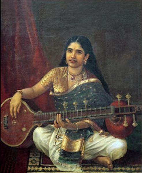 Raja Ravi Varma Woman with Veena Germany oil painting art